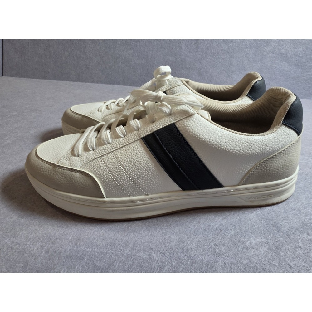 Mens Sz 10 White Aldo cloverhill sneaker With Black Stripe